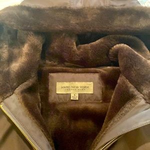 Marc New York Andrew Marc storm coat with fur lining and attached fur hood